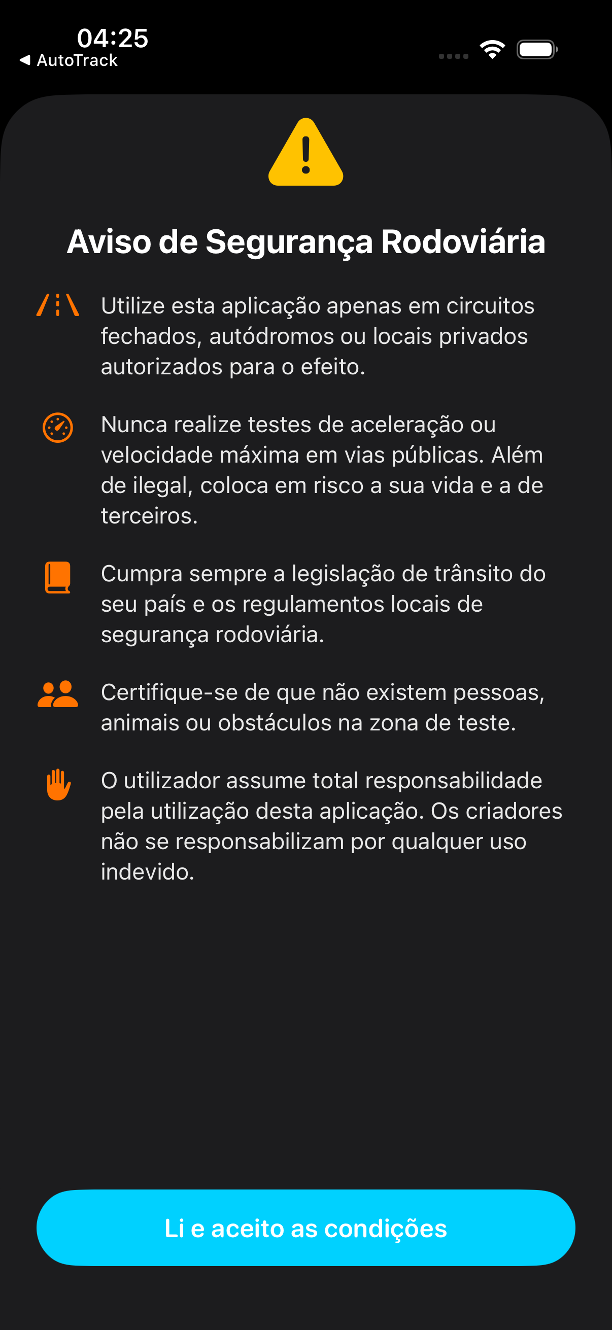KM, aviso de segurança