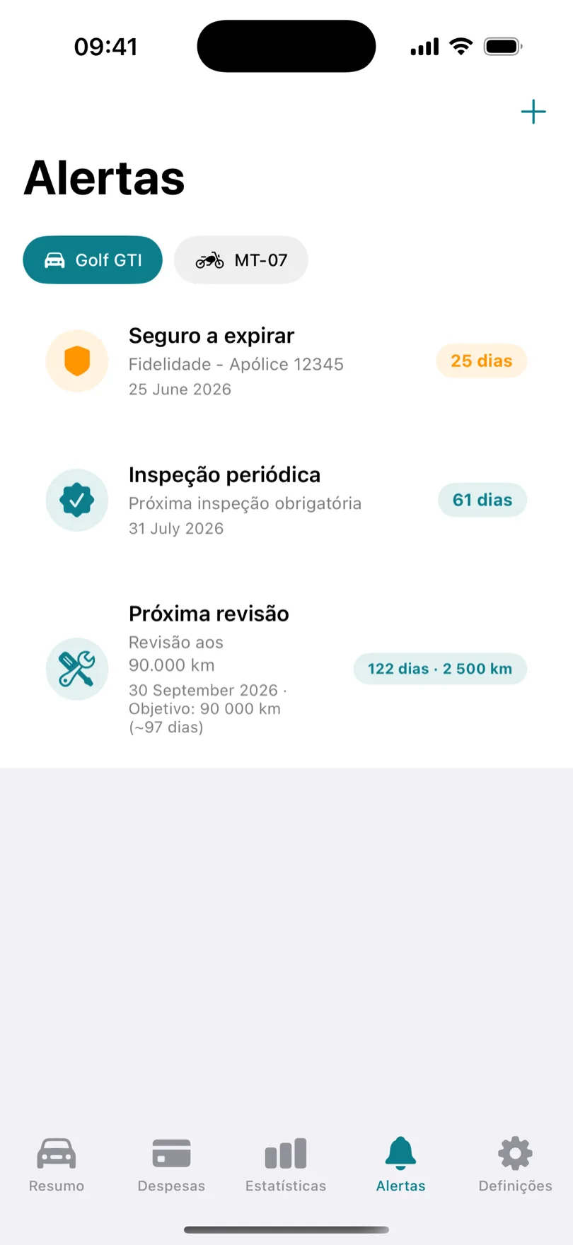 Trakko, alertas e lembretes